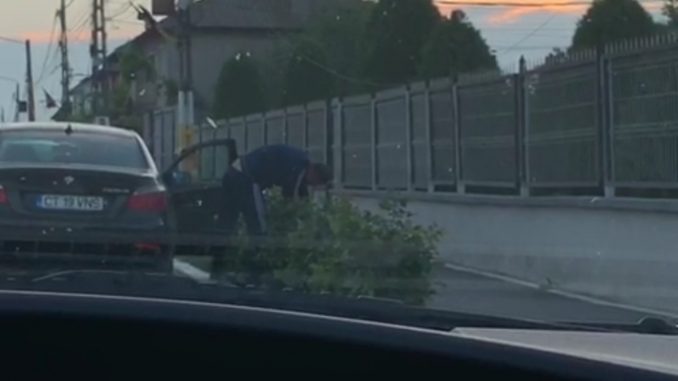 Hoț de trandafiri la Valu lui Traian. FOTO Captură Video