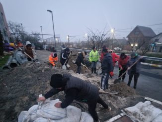 Lucrătorii din cadrul Gospodăriei Comunale Valu lui Traian, în acțiune pentru o localitate mai curată. FOTO Facebook